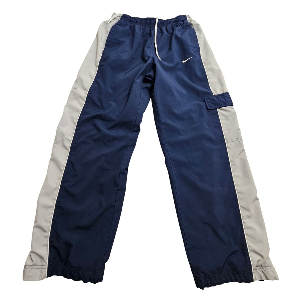 Nike Track Pant XL Baggy Side Stripe Cargo Pocket‎ Windbreaker Vintage Lined *